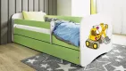 BABYDREAMS detsk poste so zsuvkou 70x140 vzor bager, zelen