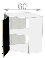 Rohov skrinka 60, HORIZONT wc606072, biela/orech tm.