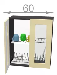 Vitrna s odkvapkvacom 60, HORIZONT wd6072g, biela/satn