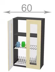 Vitrna s odkvapkvacom 60, HORIZONT wd6092g, biela/satn