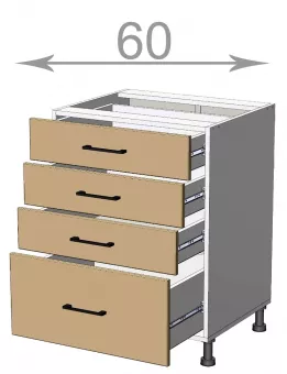 Skrinka so zsuvkami 60, MODEST ld31s6082, biela/antracit