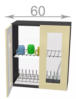 Vitrna s odkvapkvacom 60, HORIZONT wd6072g, biela/satn