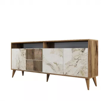 Milan - Walnut, White Marble tvordverov komoda, orech/biely mr